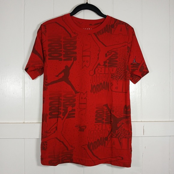 Jordan Brand Other - Jordan Boys Red All Over Print Jumpman Logo‎ T-Shirt Size Large (12-13) C258-R78